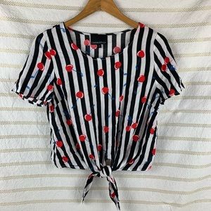 Striped Cherry 🍒 Tie Top